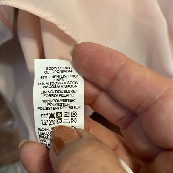 Lucky Brand Top Peachy Pink with cross cross back and chiffon underlining M - Picture 8 of 8